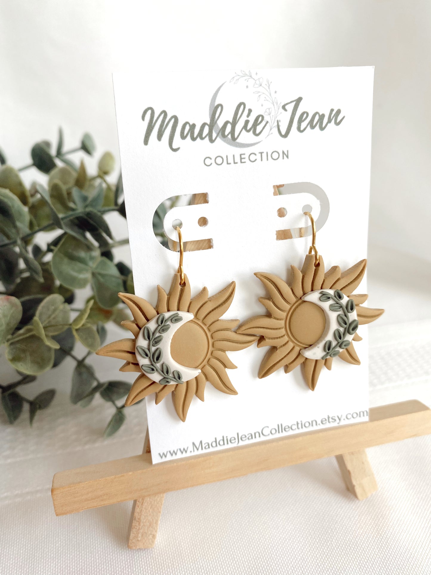 Sun and Floral Moon Earrings