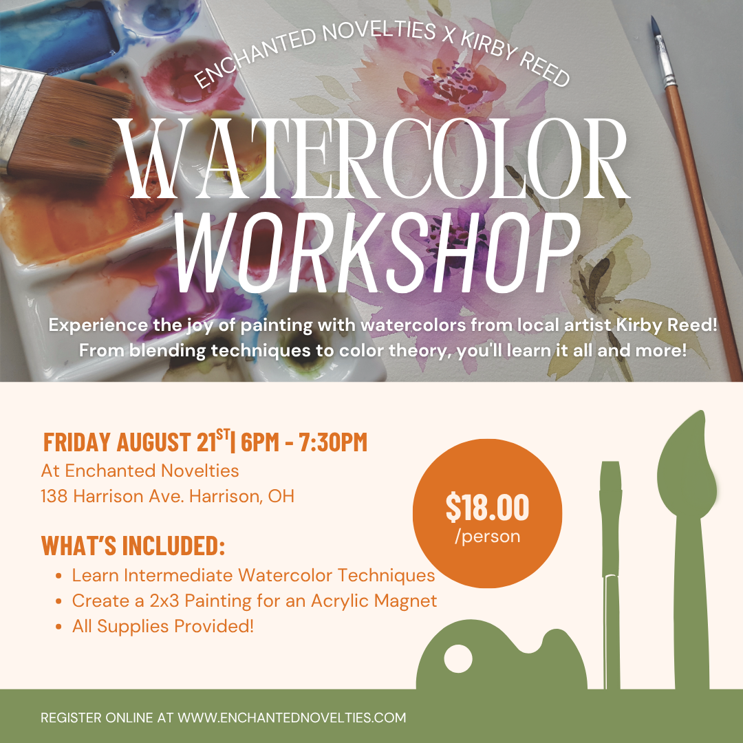 Intermediate Watercolor Workshop with Local Artist Kirby Reed Fri August 21st