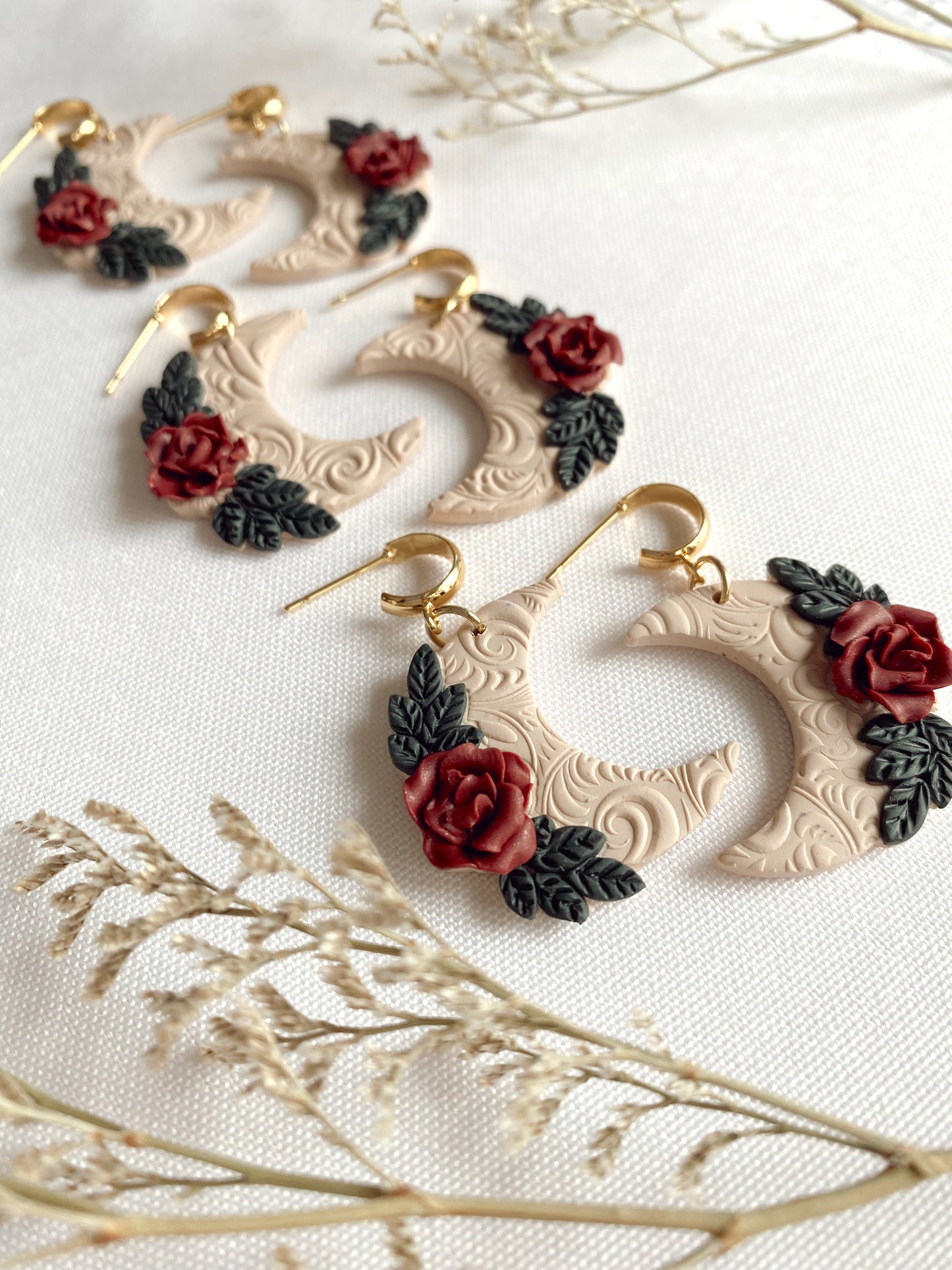 Floral Moon Earrings