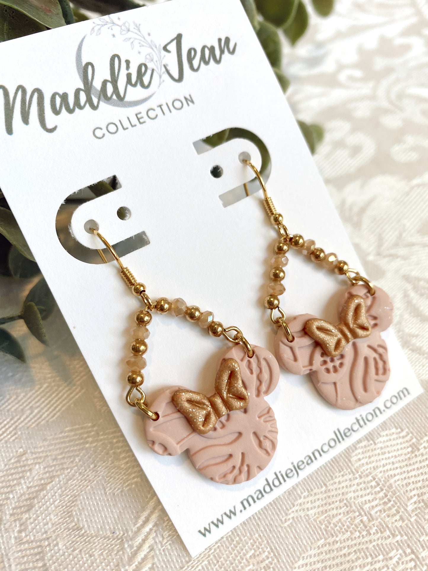 Pink Lace Mouse Earrings