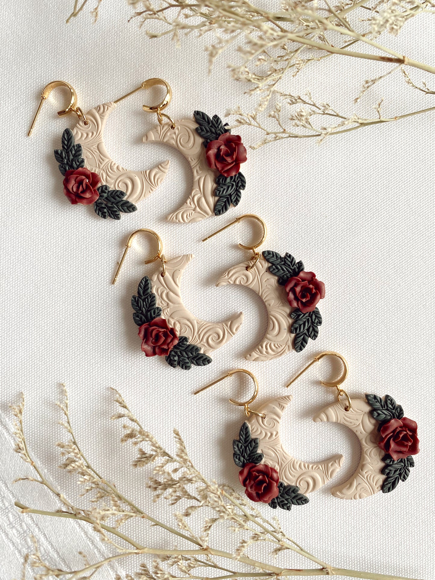 Floral Moon Earrings