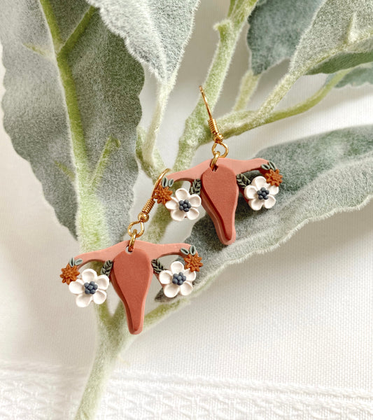 Floral Uterus Earrings