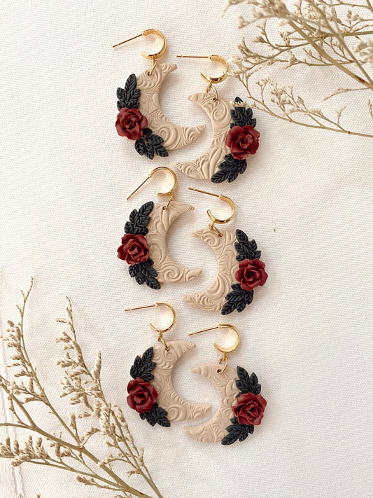 Floral Moon Earrings