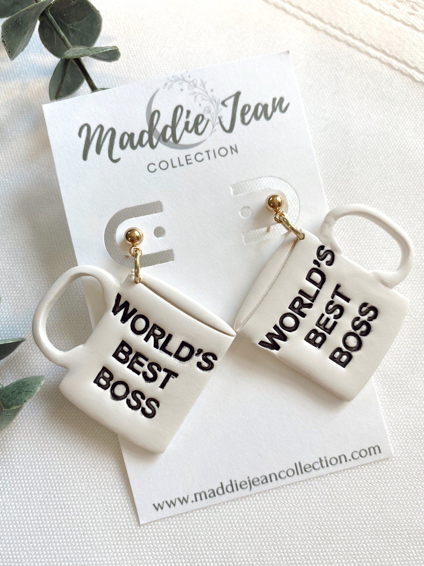 World’s Best Boss Mug Earrings