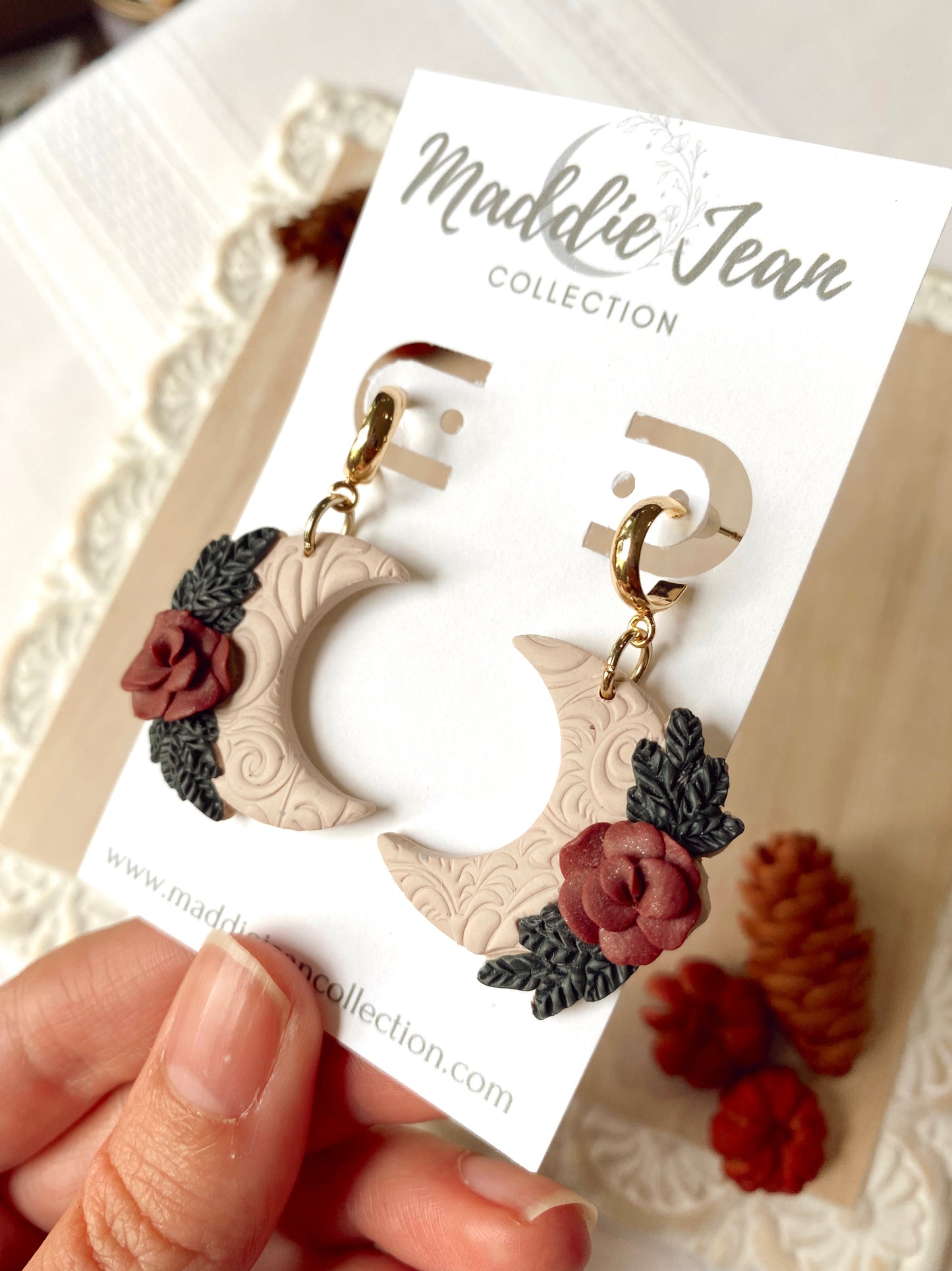 Floral Moon Earrings