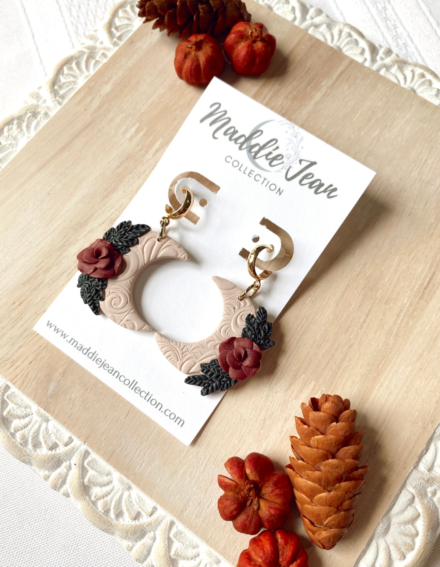 Floral Moon Earrings