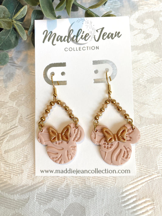 Pink Lace Mouse Earrings